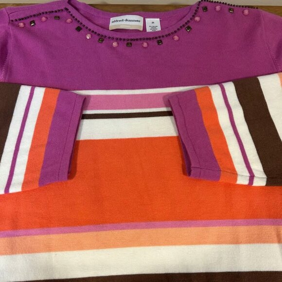 ALFRED DUNNNER Sz 2X Fall Colorway Jewel Neckline Artsy Mini Grommet 3/4 Sleeve - Picture 6 of 7